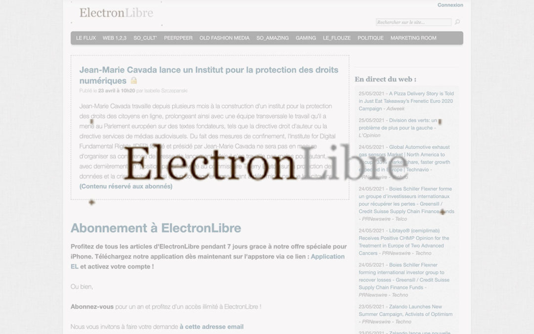 Jean-Marie Cavada lance un Institut pour la protection des droits numériques – Electron Libre