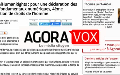 Tribune Agoravox : Pour une déclaration des Droits Fondamentaux Numériques