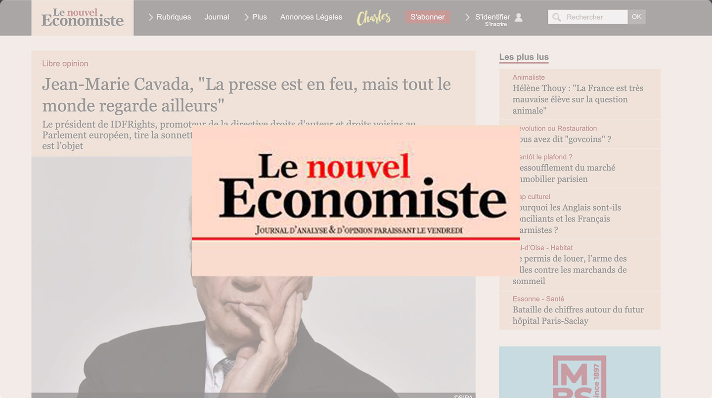 Le Nouvel Economiste – Jean-Marie Cavada, “La presse est en feu, mais tout le monde regarde ailleurs”