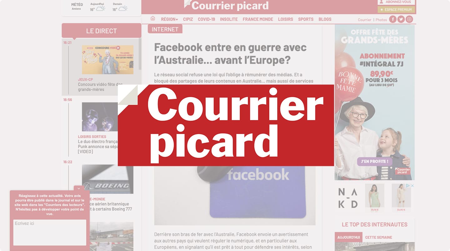 Facebook entre en guerre avec l’Australie… avant l’Europe? – Courrier Picard