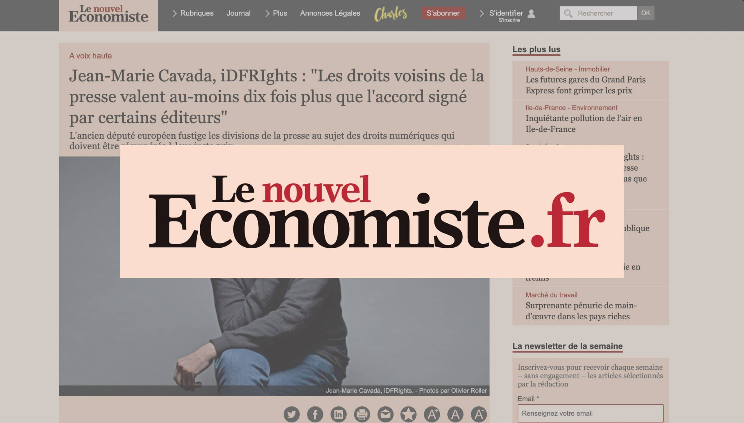 Jean-Marie Cavada, iDFRIghts : “Les droits voisins de la presse valent au-moins dix fois plus que l’accord signé par certains éditeurs” – Le nouvel Économiste