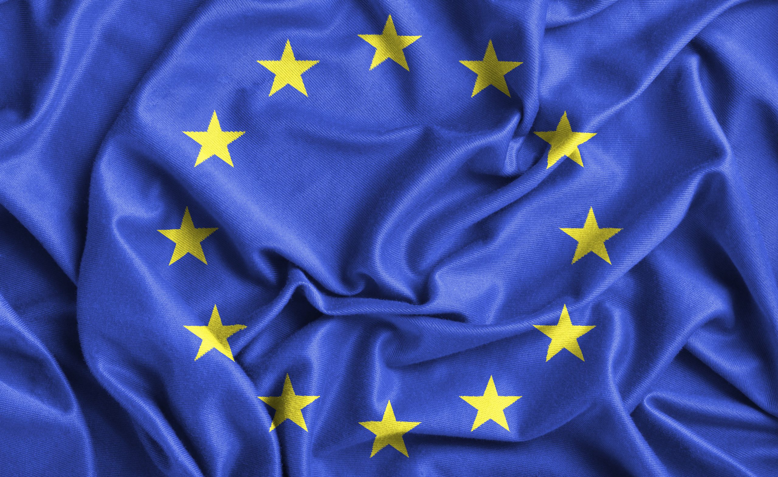 Closeup of ruffled Europe flag