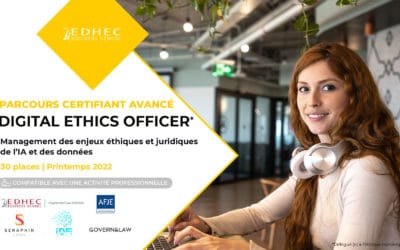 L’iDFRights est partenaire du parcours certifiant avancé « Digital Ethics Officer – Management des enjeux éthiques et juridiques de l’IA et des données », une formation de l’EDHEC Augmented Law Institute.